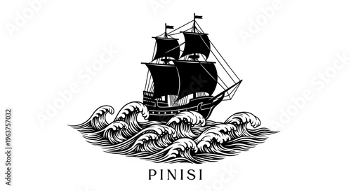 Traditional Pinisi Sailing Ship Vessel.