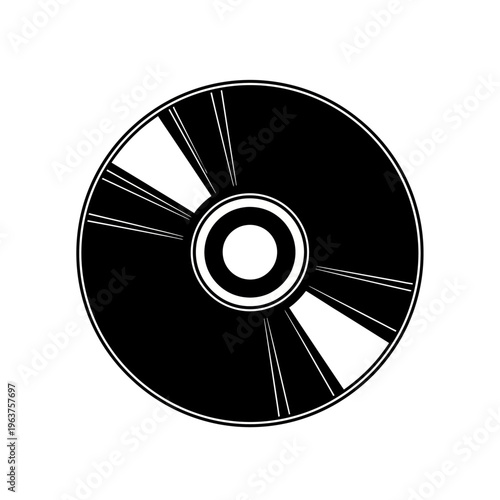 Compact Disc Black and White Illustration.