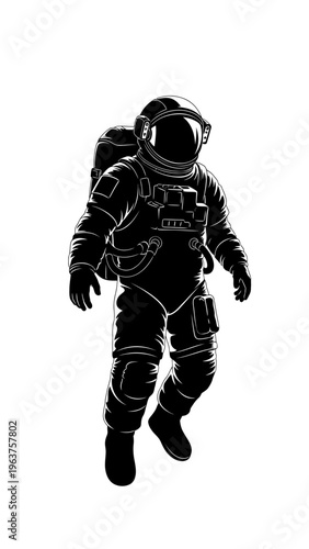 Astronaut in Space Suit Floating Isolated.