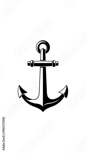 Black and White Anchor Illustration.