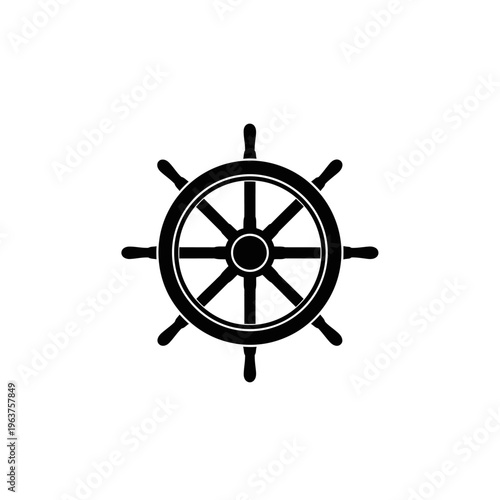 Black Ship Wheel Icon Illustration Graphic.