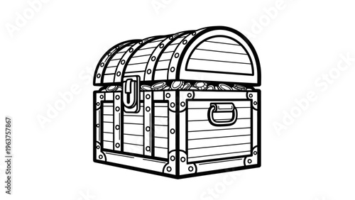 Vintage Wooden Treasure Chest with Metal Straps.