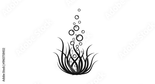 Black illustration of aquatic plant.