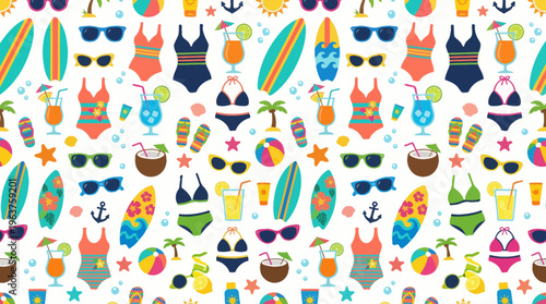 Bright tropical cat pattern featuring colorful cats wearing sunglasses in a playful decorative print.