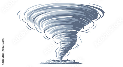 Tornado vector isolated. storm tornado isolated on transparent or white background cutout. Powerful tornado funnel cloud in motion, cut out