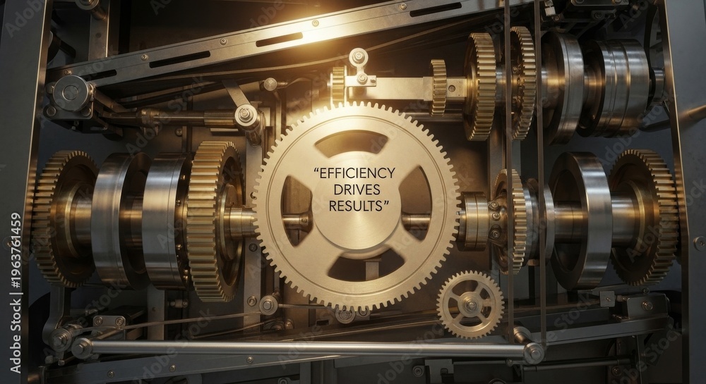 Obraz premium Intricate Mechanical Gears with Motivational Message