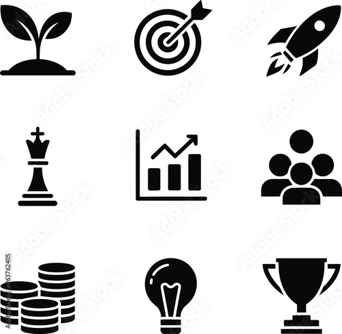 vector icon Set of business success and achievement icons