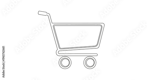 Shopping cart icon line drawing.