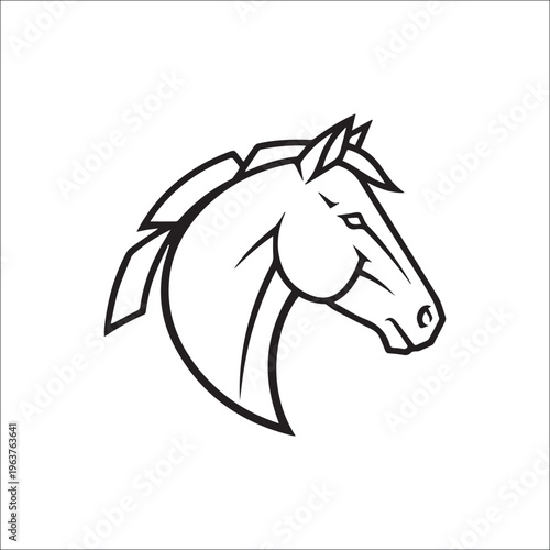 Equine Grace: A sleek, minimalist line drawing of a horse's head embodies power, elegance, and freedom.