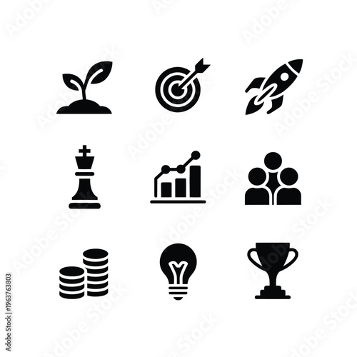 vector icon Set of business success and achievement icons