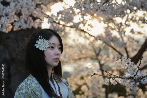 한복 입은 여성의 봄날 감성 야외 초상