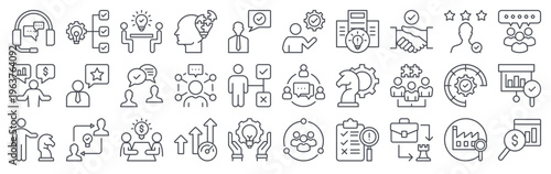 Εκτύπωση καμβά Set of 30 consulting services thin line icons including advisory, strategy, opti