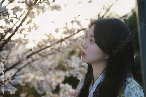 한복 입은 여성의 봄날 감성 야외 초상