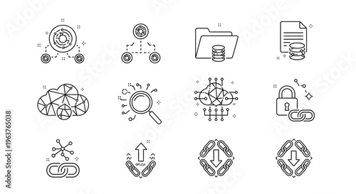 Black and white security icons set.