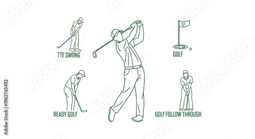 Man swinging golf club in air.