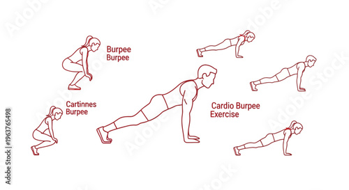 Man doing burpees exercise illustration.