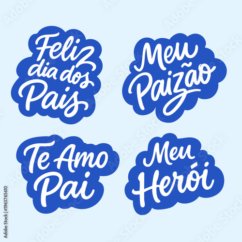 Coleção Lettering Dia dos Pais com Frases Criativas Tipografia Masculina em Vetor