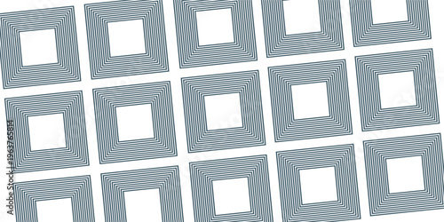 Abstract shiny square lines on a white background, 3D rendering. Modern shiny blue rounded square lines pattern. Elegant graphic design. Futuristic technology concept.