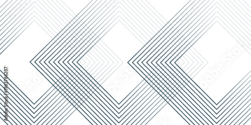 Modern glossy blue square line pattern on a white background. Elegant graphic design. Futuristic technology concept.