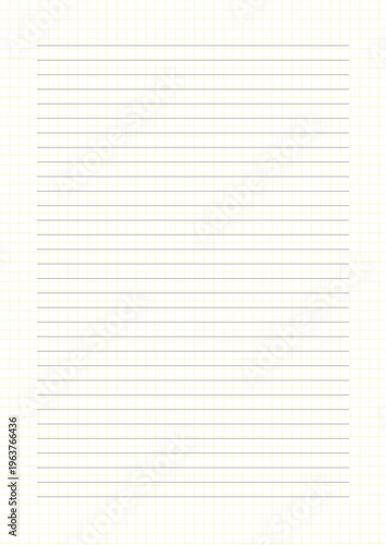 A4 Blank Horizontal Lined Paper Sheet, Line color is black, Line Spacing is 8mm, Line width is 0.5 pixels, white Background with yellow Grid pattern