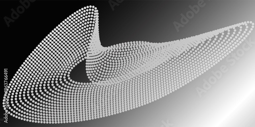 Halftone circular dotted frames set. Circle dots texture isolated on white background. Spotted spray texture. Vector abstract design element spiral circle sound wave vector logo modern black and white