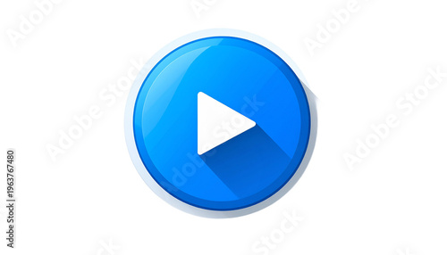 Modern blue flat play button icon
