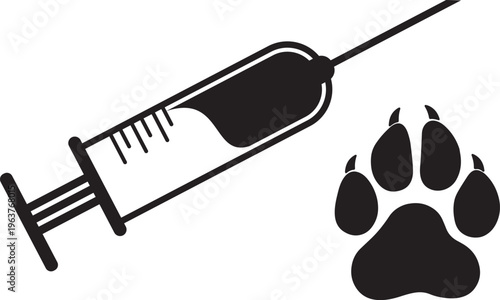 Veterinary Syringe and Paw Print Icon