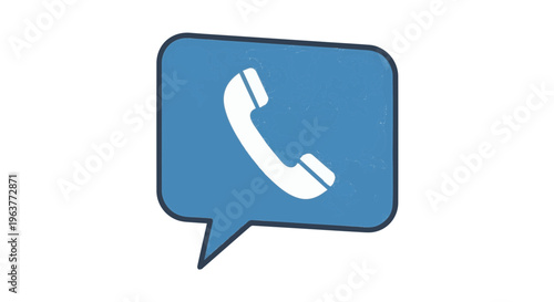Contact us symbol with a phone icon in a minimalist speech cloud design. 