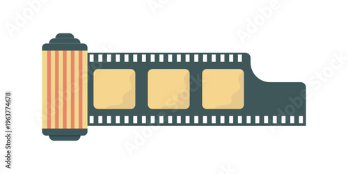 Vintage Film Strip Illustration – Retro Cinema Reel Design, Classic Photography Concept, Minimalist Movie Production Graphic