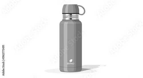 Gray Metal Reusable Water Bottle.