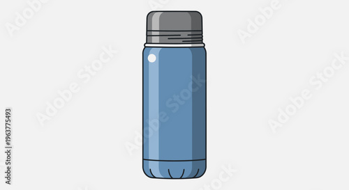 Blue Metal Reusable Water Bottle Illustration.