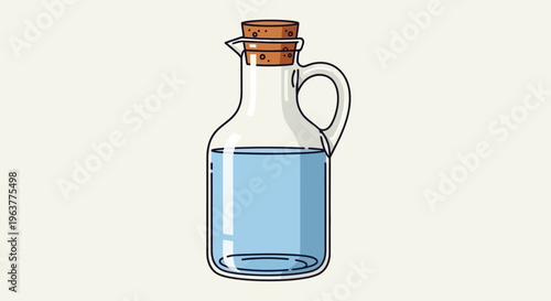 Glass Bottle with Liquid and Cork Stopper.