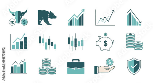 Financial Business Icons and Symbols Collection.