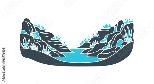 Shoe with a mountain design.