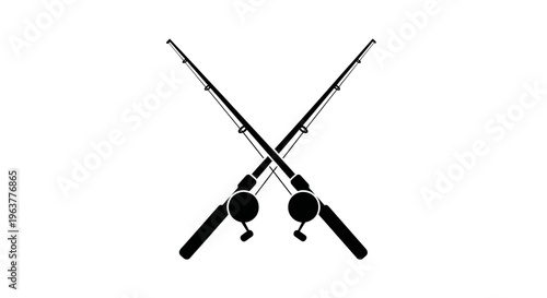 Fishing rods with black handles crossed.