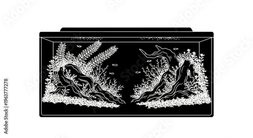 Black and white fish aquarium decoration.