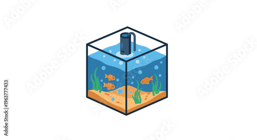 Small cube shaped fish tank aquarium.
