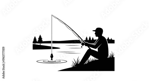 Man fishing with a rod outdoors.