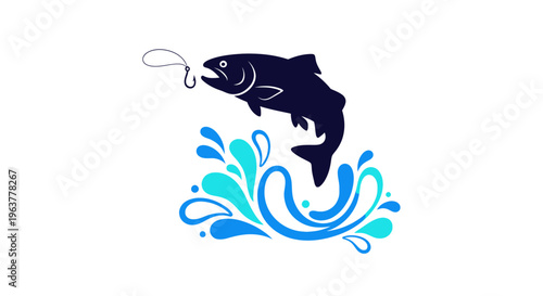Dark blue fish jumping out water.