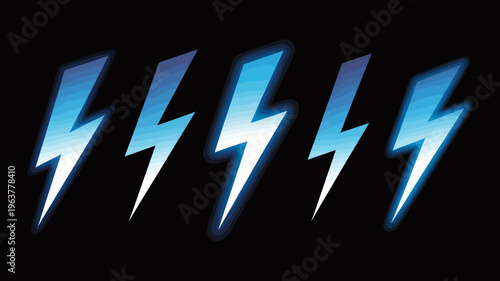 A striking visual depicts four bright blue lightning bolts against a solid black background forming a dynamic and energetic pattern high quality professional detailed modern elegant