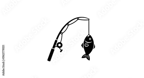 Fish Hanging from Fishing Rod Hook.