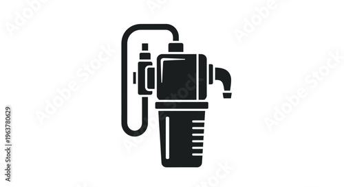 Black and white vacuum cleaner icon.