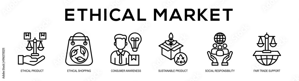 Fototapeta premium Ethical Market web banner illustration concept