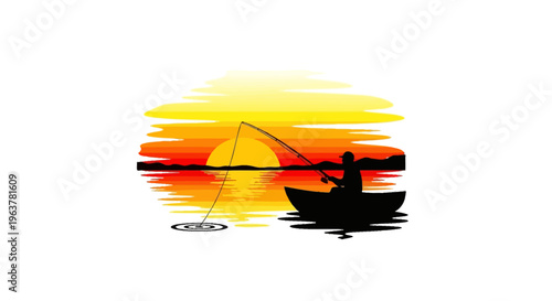 Man in a boat fishing alone.