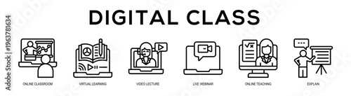Digital Class web banner illustration concept