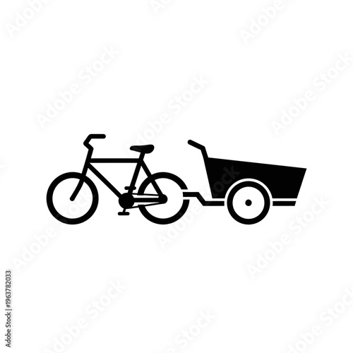 Vector graphic of a bicycle with a cargo trailer, suitable for various transportation and delivery-related concepts