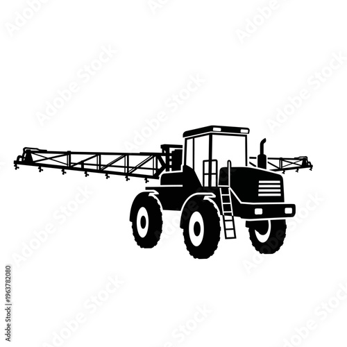 Agricultural sprayer vehicle for crop treatment, designed for efficient application of fertilizers and pesticides in farming operations