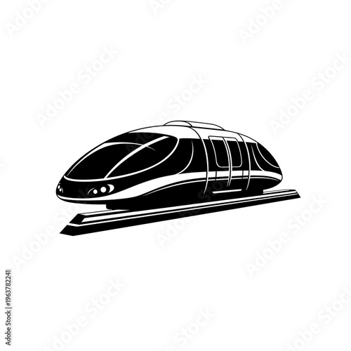 Modern high-speed magnetic levitation train on a track, futuristic public transportation and advanced infrastructure concept