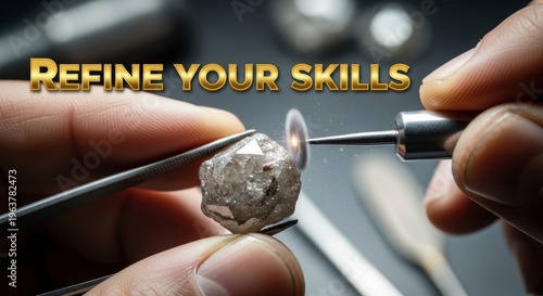 Hand Polishing Raw Diamond with Precision Tool