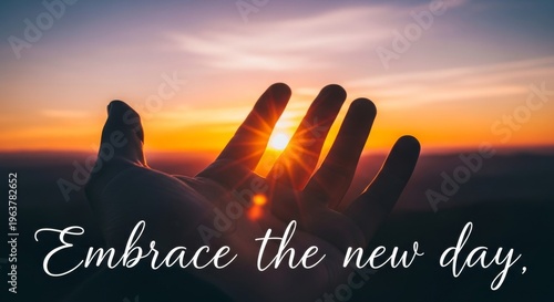 Hand Reaching for Sun at Dawn